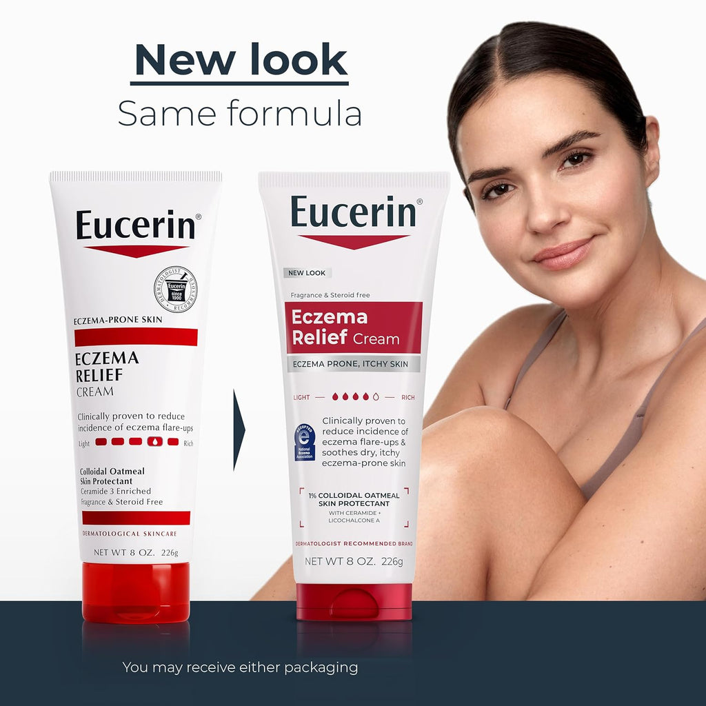 Eucerin Eczema Relief Body Cream, Colloidal Oatmeal Enriched, Steroid Free Eczema Cream, 8 Oz Tube, Pack Of 3