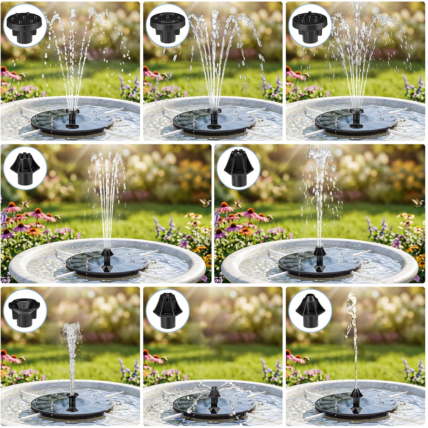 Mademax 1W Solar Bird Bath Fountain Pump, Solar Fountain, Free Standing Floating Solar Powered Water Fountain Pump For Bird Bath, Garden, Pond, Pool, Outdoor