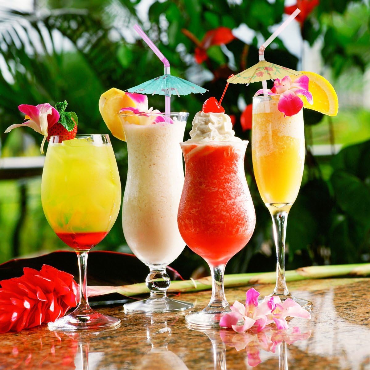 Alink 50 Umbrella Parasol Drinking Straws, Hawaiian Beach Cocktail Luau Party Decorations Supplies