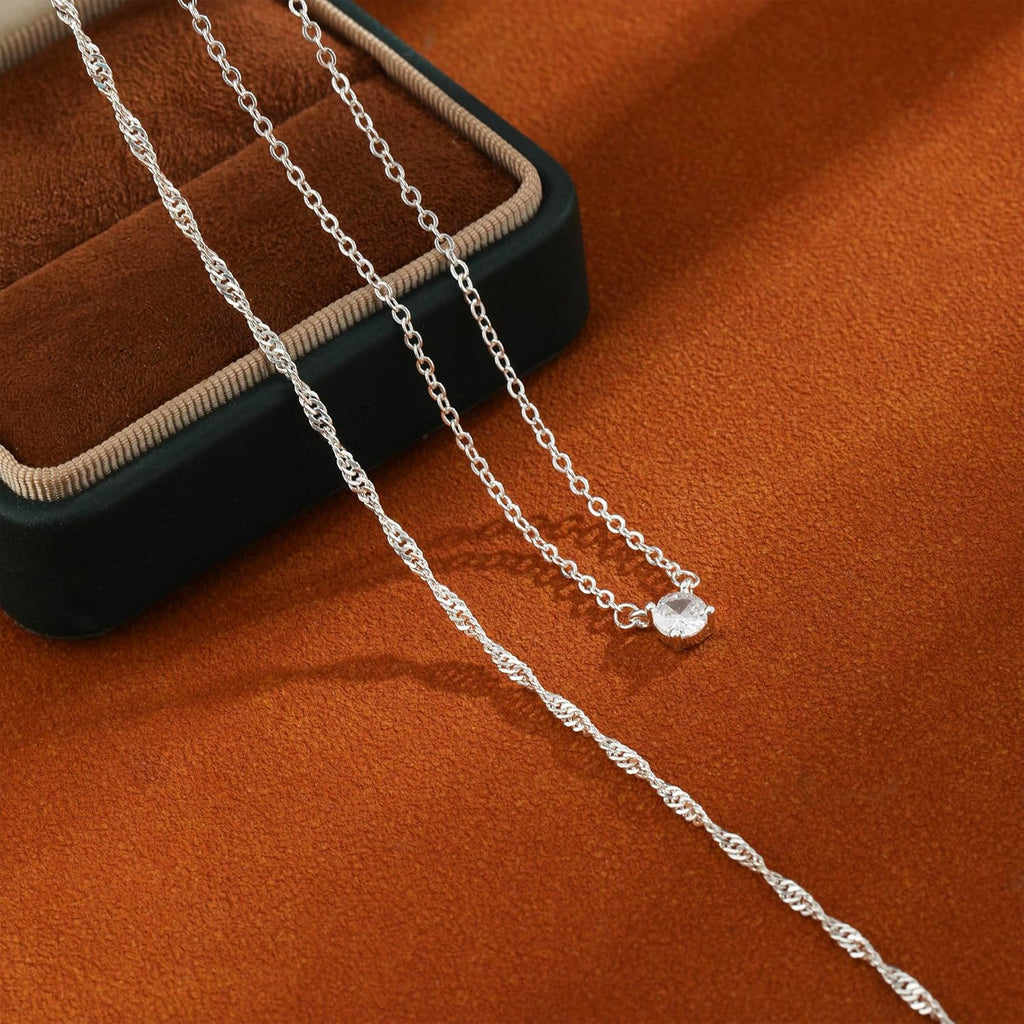 Pancert Gold Necklace for Women 14K Gold/Silver Plated Choker Diamond Necklace Set for Women Simple Dainty CZ Gold Chain Trendy Jewelry Accessories