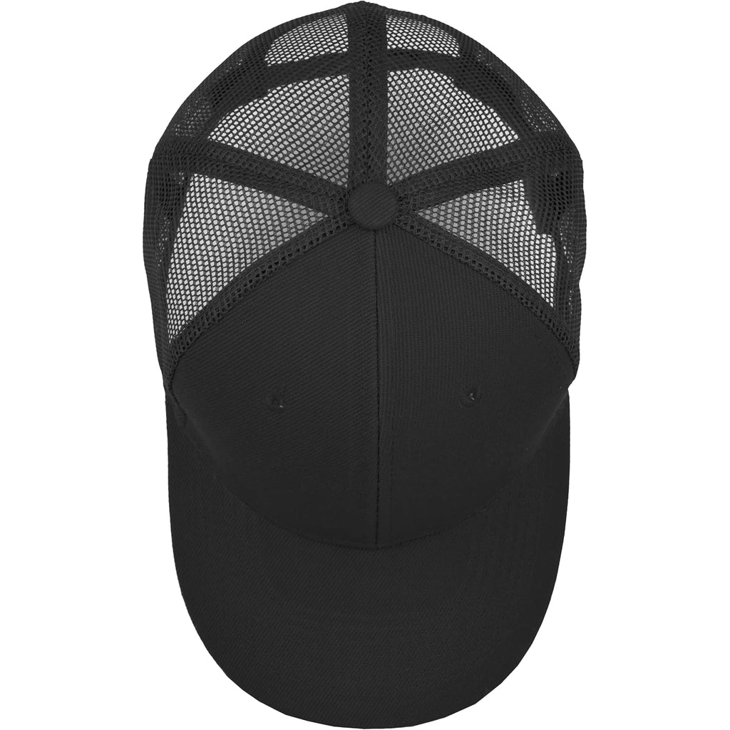 Gelante Mesh Trucker Baseball Cap Snapback Hat Structured Front Panel Black