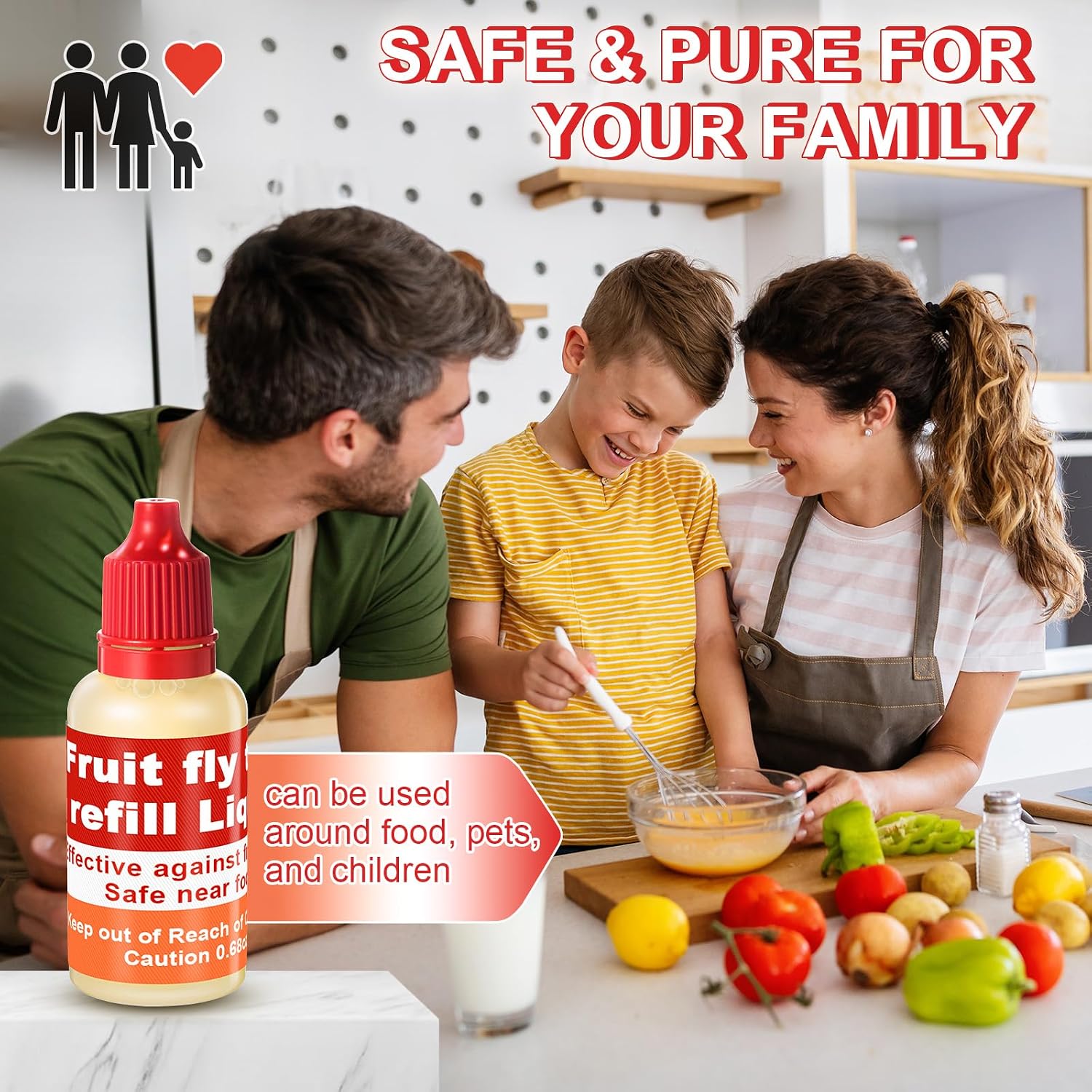 Qualirey 4 Pack Fruit Fly Trap Refill Liquid, 0.68Oz/ Bottle Liquid Fruit Fly Traps For Indoors Non Toxic Safe Near Food, Effective Lure Refill For Indoor And Kitchen Use, Red