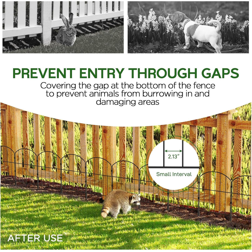 Garden Fence, Total 10Ft(L) X 24In(H) Garden Fencing Animal Barrier, 10 Pcs Rustproof Metal Fence Panels, Black No Dig Fence, Decorative Garden Fences And Borders For Dogs, Flower Bed, Patio
