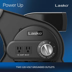 Lasko High Velocity Portable Utility Fan - Adjustable Air Mover Blower Fan For Bedroom, Office Desk, Garage, And Home - With 2 Outlets 120V - 3 Speeds - U12104 - 12" Tall - Black