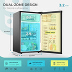 Euhomy 3.2 Cu.Ft Mini Fridge With Freezer, Single Door Compact Refrigerator, Adjustable Thermostat, Mini Refrigerator Energy Saving, Mini Fridge For Bedroom, Dorm, Office, Black