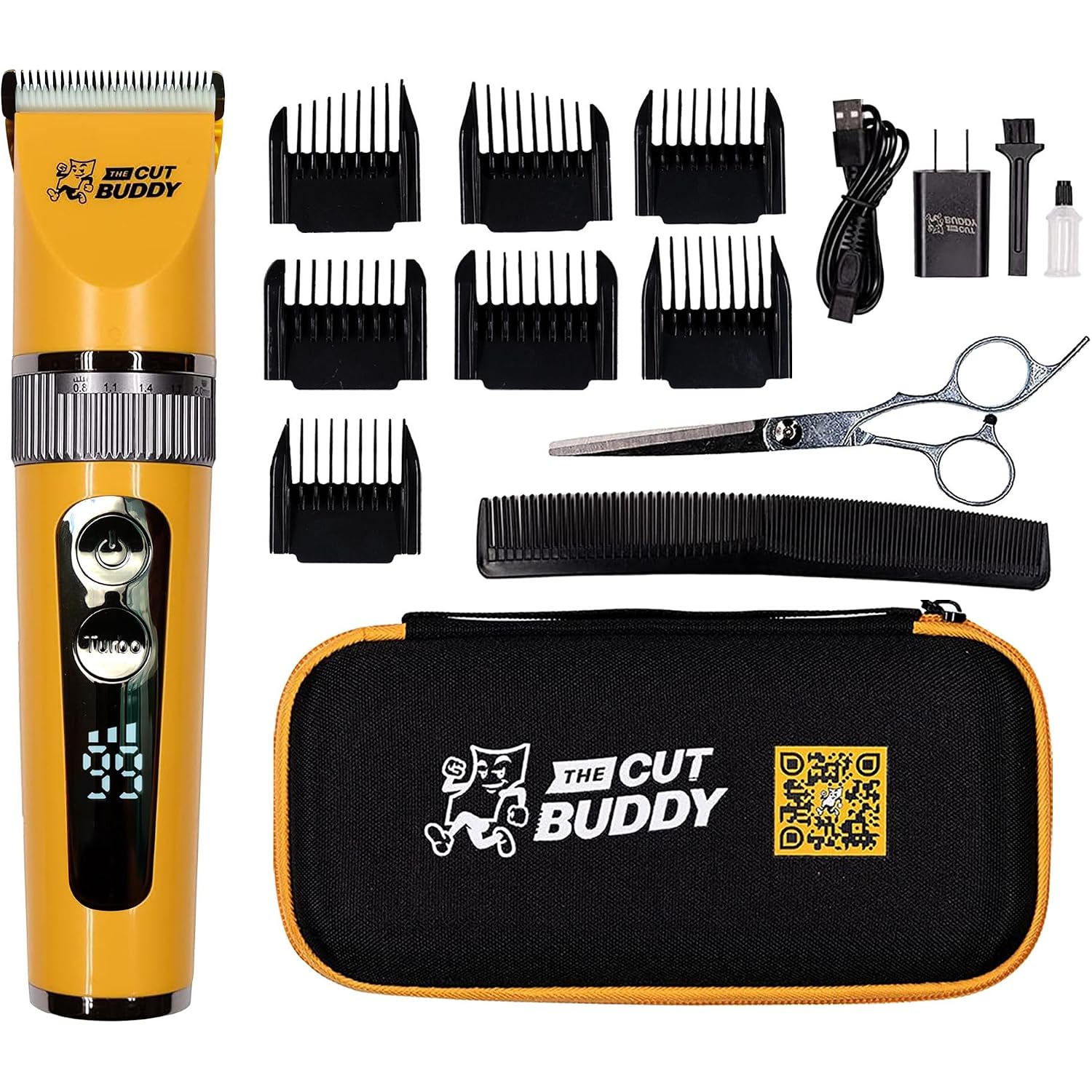 The Cut Buddy Clipper & Grooming Set, Cordless Hair & Beard Trimmer With Ceramic & Titanium Blades, 7 Guards, Waterproof, Beginner Kit