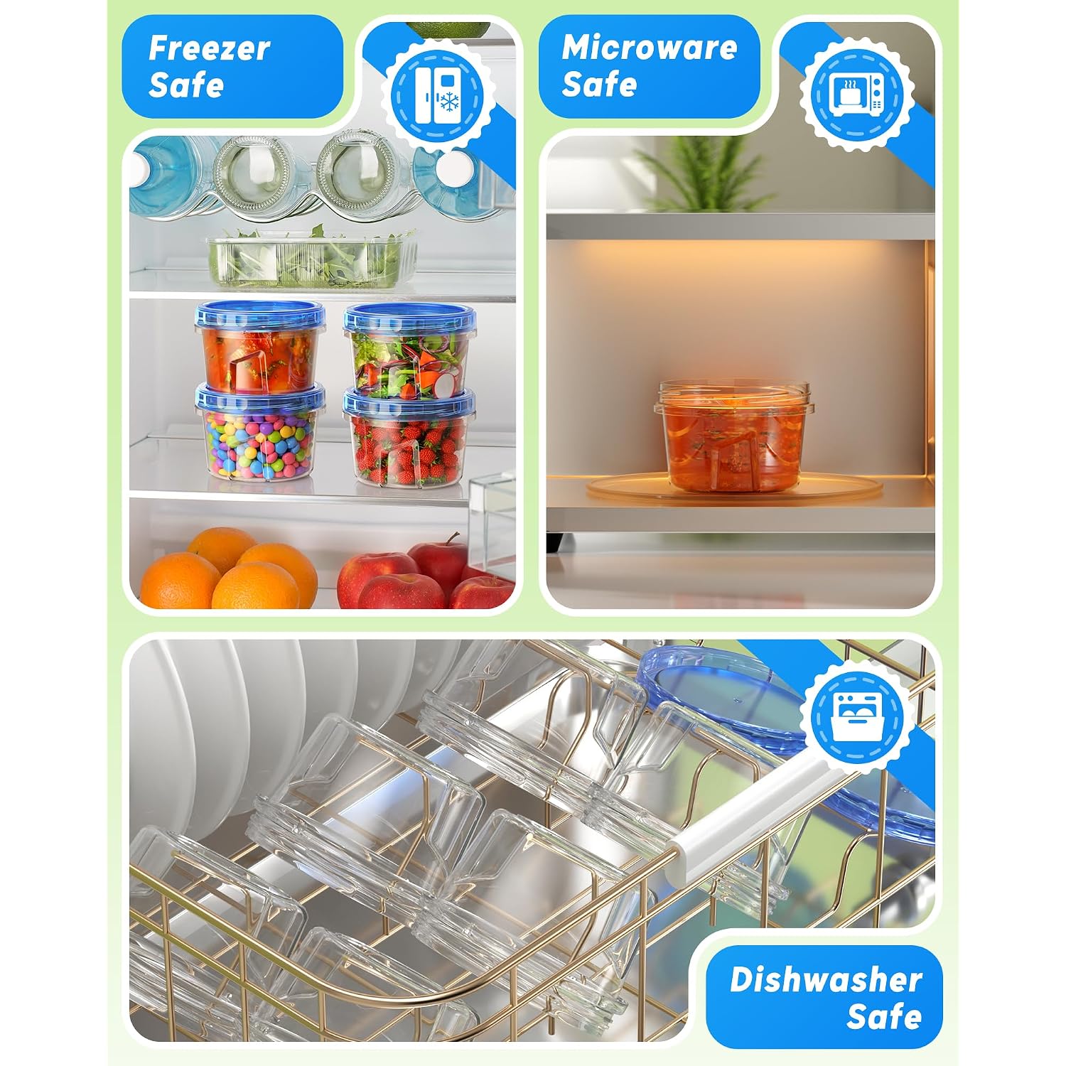 Biuleon 6 Pack-17Oz Freezer Storage Containers, Plastic Food Storage Containers With Twist Top Lids, Bpa Free And Reusable Soup Containers With Lid, Microwave And Dishwasher Safe
