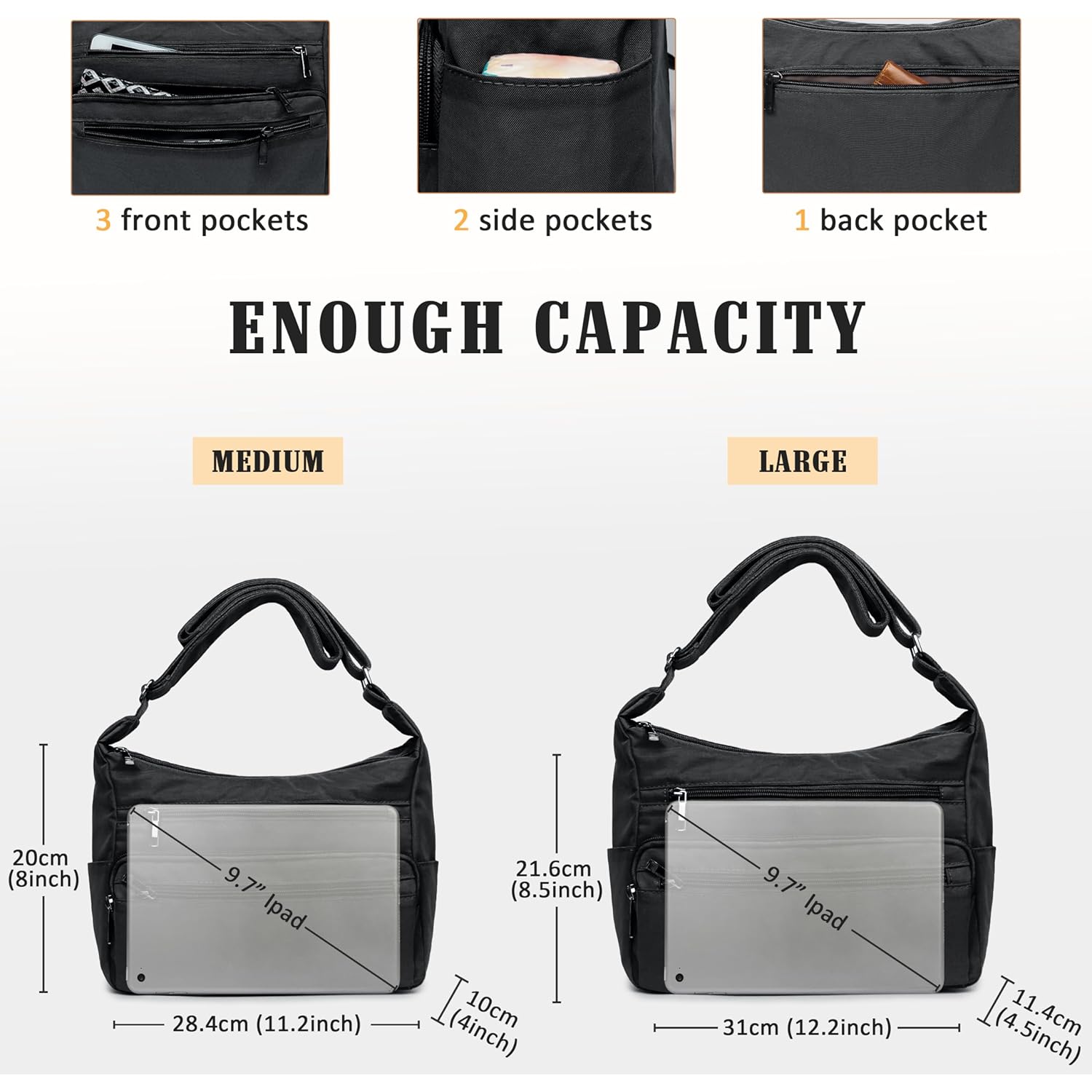 VOLGANIK ROCK RFID Purses for Women Fabric Nylon Multi Pocket Crossbody Bag Ladies Travel Handbag