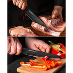 Astercook Knife Set, Kitchen Knife Set with Built-in Sharpener Block, Dishwasher Safe, 15 Pieces German Stainless Steel Knife Block Set, Black Perfect Kitchen Gifts for Mom Dad
