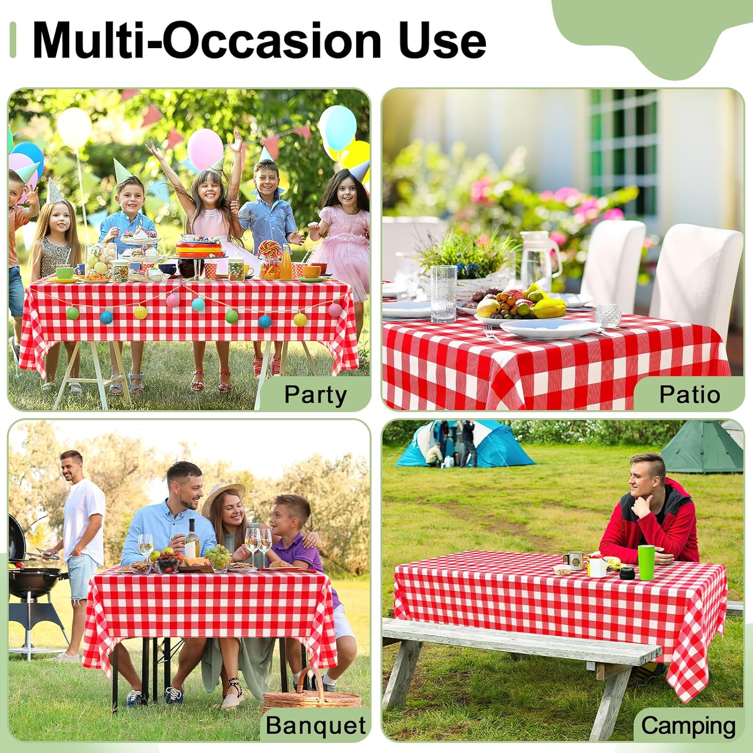 misaya 4 Packs Buffalo Disposable Table Cloth, 54 x 108 Inch Waterproof Plastic Tablecloth, Rectangle Red and White Checkered Table Covers for Picnic, Birthday, Party