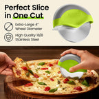 Kitchy Pizza Cutter Wheel, Heavy Duty Ergonomic Pizza Slicer With Easy Grip Non-Slip Handle And Blade Cover, Dishwasher Safe (Green)