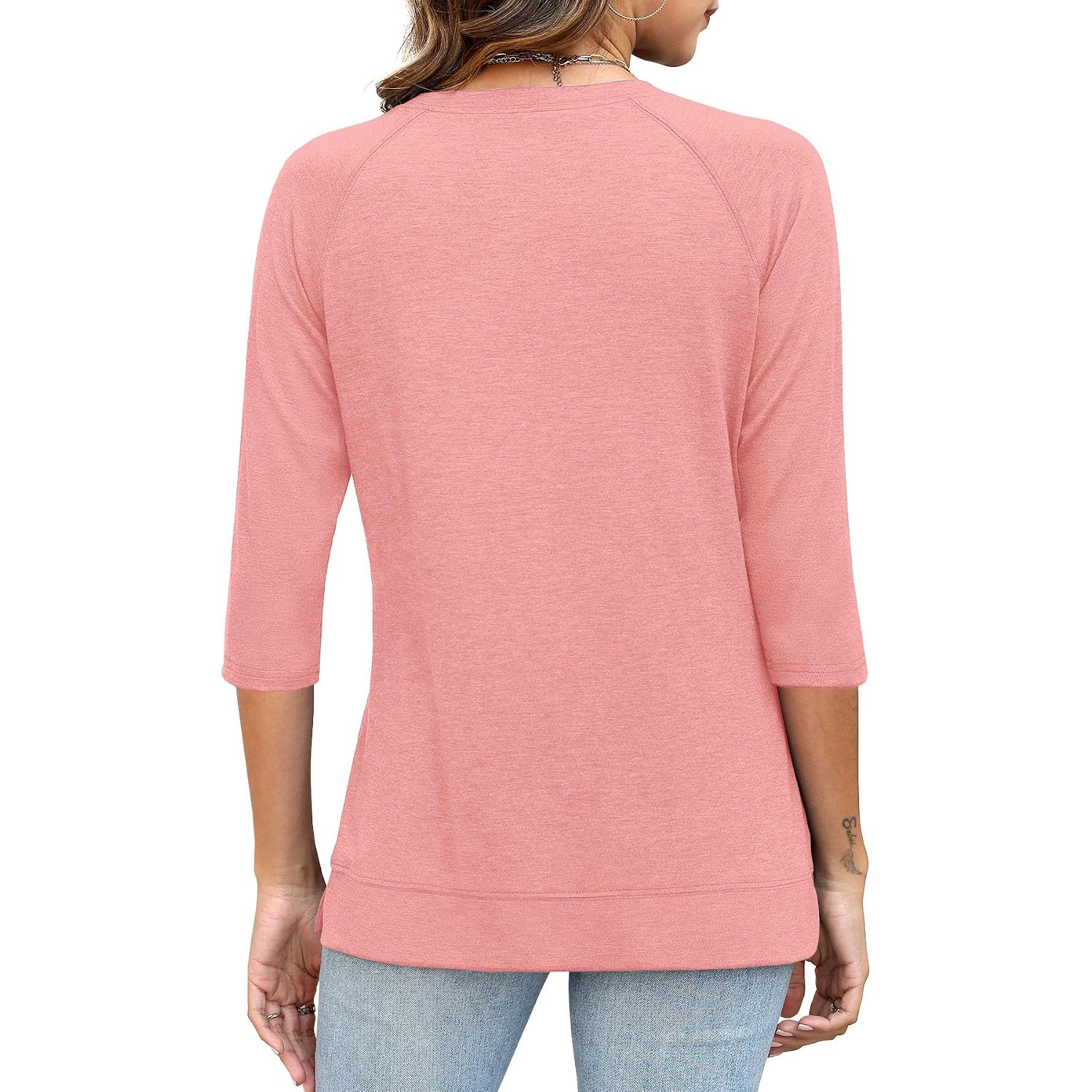 JomeDesign Womens Tops Casual 3/4 Sleeve Crew Neck Shirts Loose Fit Tunic Blouses Summer Tees