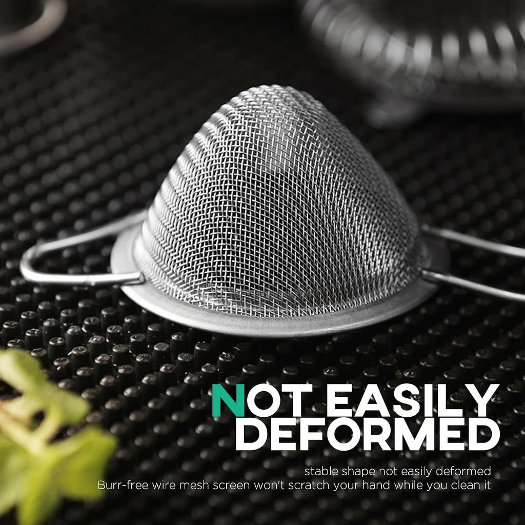 Homestia 3.3" Fine Mesh Strainer For Kitchen, 304 Stainless Steel Cocktail Sieve Sifters For Food, Liquid Drink Strainers Cup For Tea, Rice, Oil, Noodles, Fruits, Vegetables (Silver)