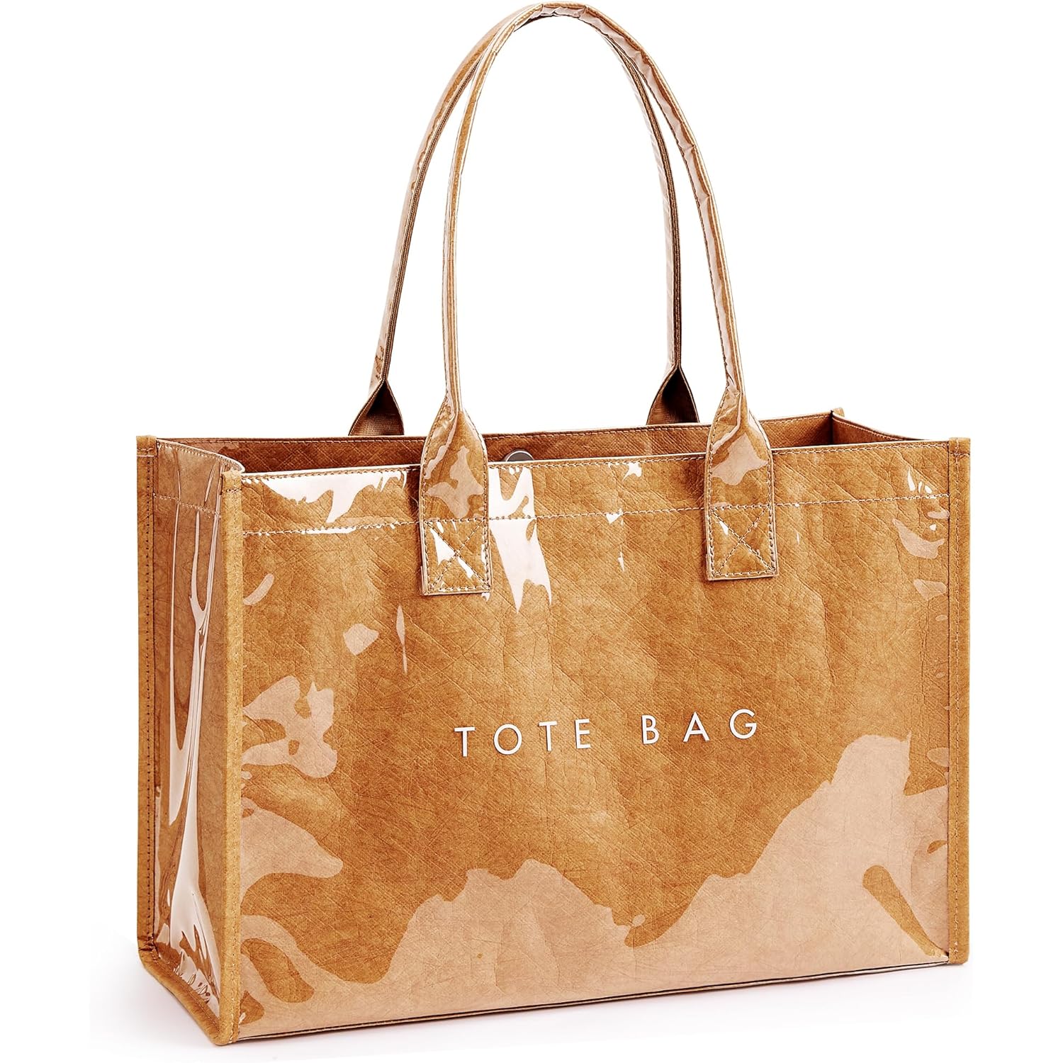 KALIDI PVC Tote Bag Women’s Kraft Paper Work Handbags Purses with Top Handle