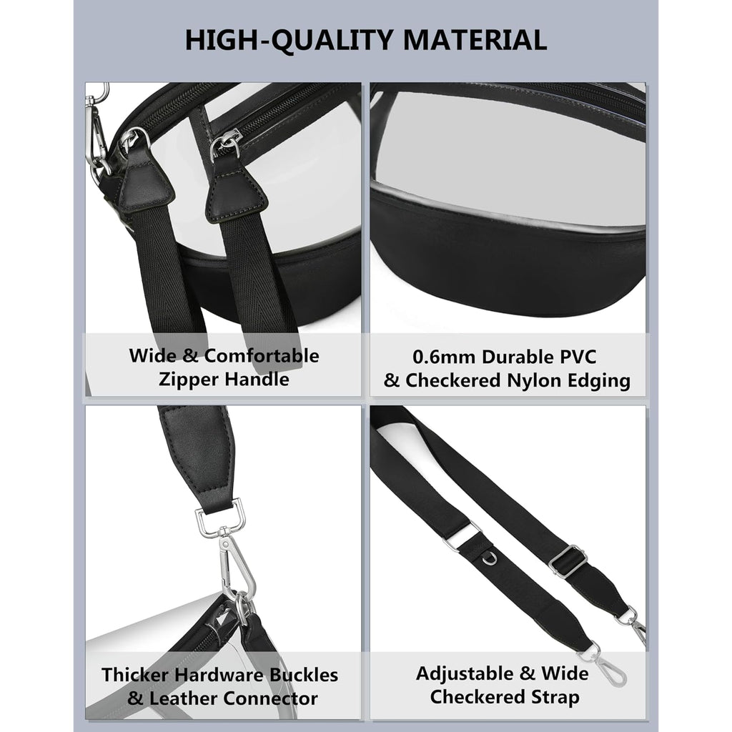 Clear Checkered Crossbody Bags For Stadium Events, Clear Purse Bum Bag For Women Concert Sport With Rfid Coin Purse