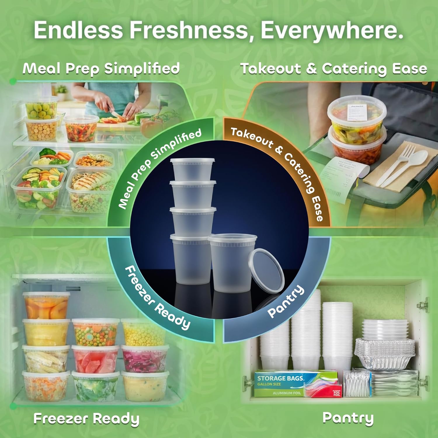 JoyServe 48 Sets Deli Containers with Lids – 16oz & 32oz – Leak Proof, Microwaveable, Dishwasher & Freezer Safe – Plastic Food Storage & Soup Containers