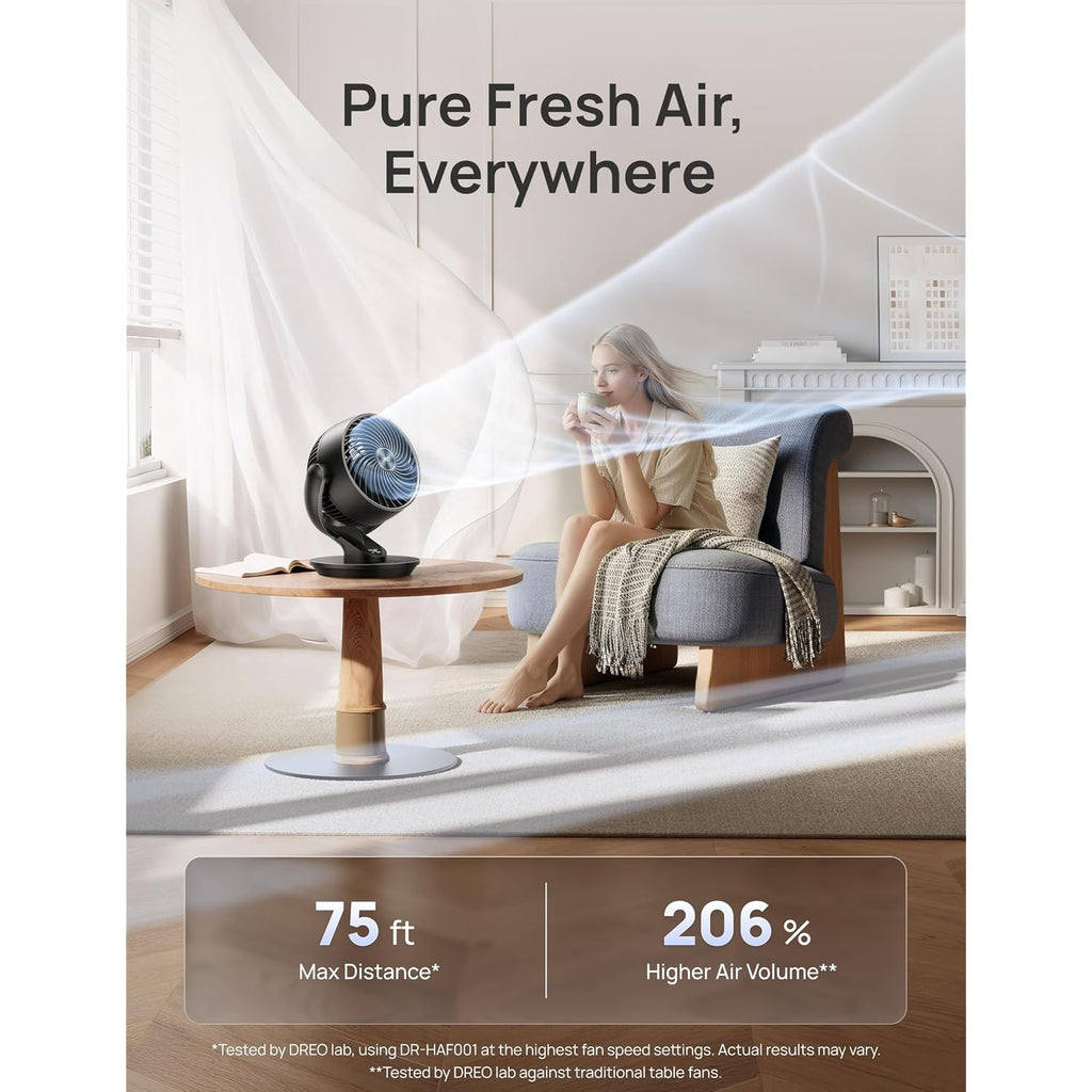 Dreo Fan For Bedroom, 13-Inch Oscillating Table Air Circulator Fan For Whole Room, 120° Tilt Adjustment, 25Db Ultra-Quiet, 75Ft Powerful Airflow, 4 Speeds Desk Fans With Remote For Home, Office