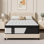 Queen Hybrid Mattress 12 Inch In A Box, Cooling Gel Memory Foam & Pocket Springs, Medium Firm, Pressure Relief & Motion Isolation, Extra Edge Support, Fiberglass Free, All Sleep Positions, Pillow Top