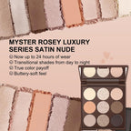Myster Rosey Neutral Eyeshadow Palette, Nude Eyeshadow Palette, Matte Eye Shadow Makeup Palette With Mirror, Long-Lasting Wear, Vegan, Cruelty-Free - 0.5Oz (Satin Nude)