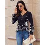 Long Sleeve Shirts for Women 2025 Casual Pleated V Neck Fall Tunic Tops Button Down Blouse Dressy Loose T-Shirts