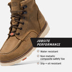 Brunt Marin Unlined (Comp Toe) - 6" Lightweight Safety Toe Wedge Work Boot - Eh Rated - Slip + Oil Resistant - Adjustable Width System