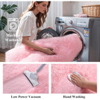 Pink Fluffy 4x6 Area Rugs for Bedroom Girls, Soft Washable Fuzzy Furry Shag Rug for Kids Room, Nursery, Dorm Decor, Cute Plush Carpet for Baby Toddler