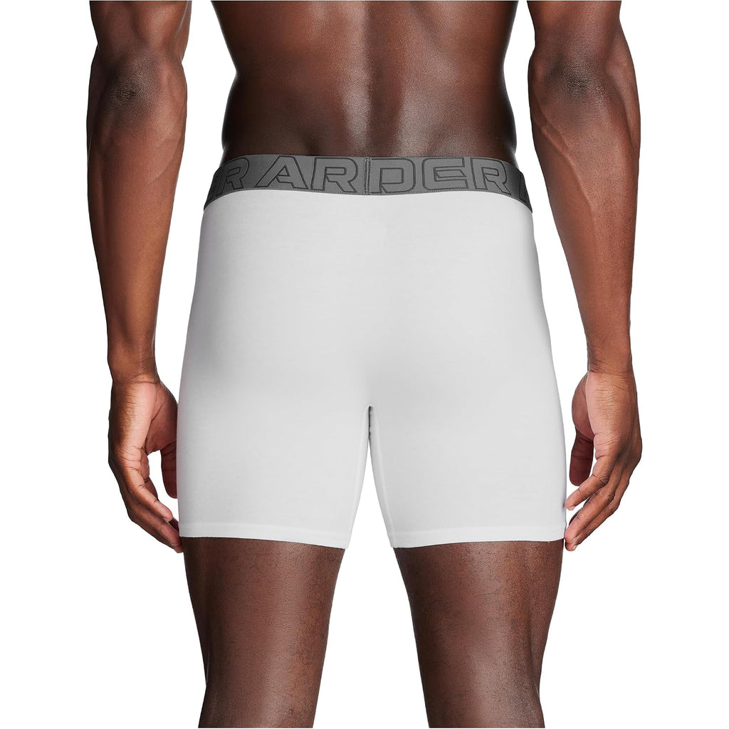 Under Armour Men'S Performance Cotton Boxerjock Brief Underwear, 6" Inseam, All-Day Comfort & Ultra-Soft, 3-Pack