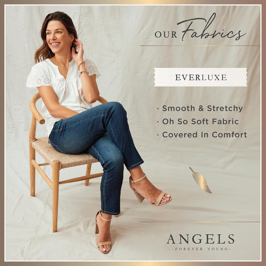 Angels Forever Young Women's 360 Sculpt 5" and 7" Inseam Mid Thigh Denim Shorts, Sizes 6-16