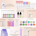 DIY Lip Gloss Making Kit - All-in-One to Make Your Own Lip Care Gloss Set with Clear Base, Pigments, Glitter, Tubes, Fun Creative Gift for Women Girls Makeup Lovers in Christmas Birthdays