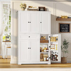 Hostack 68" Tall Kitchen Pantry Storage Cabinet With Doors & Shelves, White | Large Pantry Cabinet With Door Rack, Freestanding Kitchen Storage Cabinet With Drawer, Food Pantry For Dining Living Room