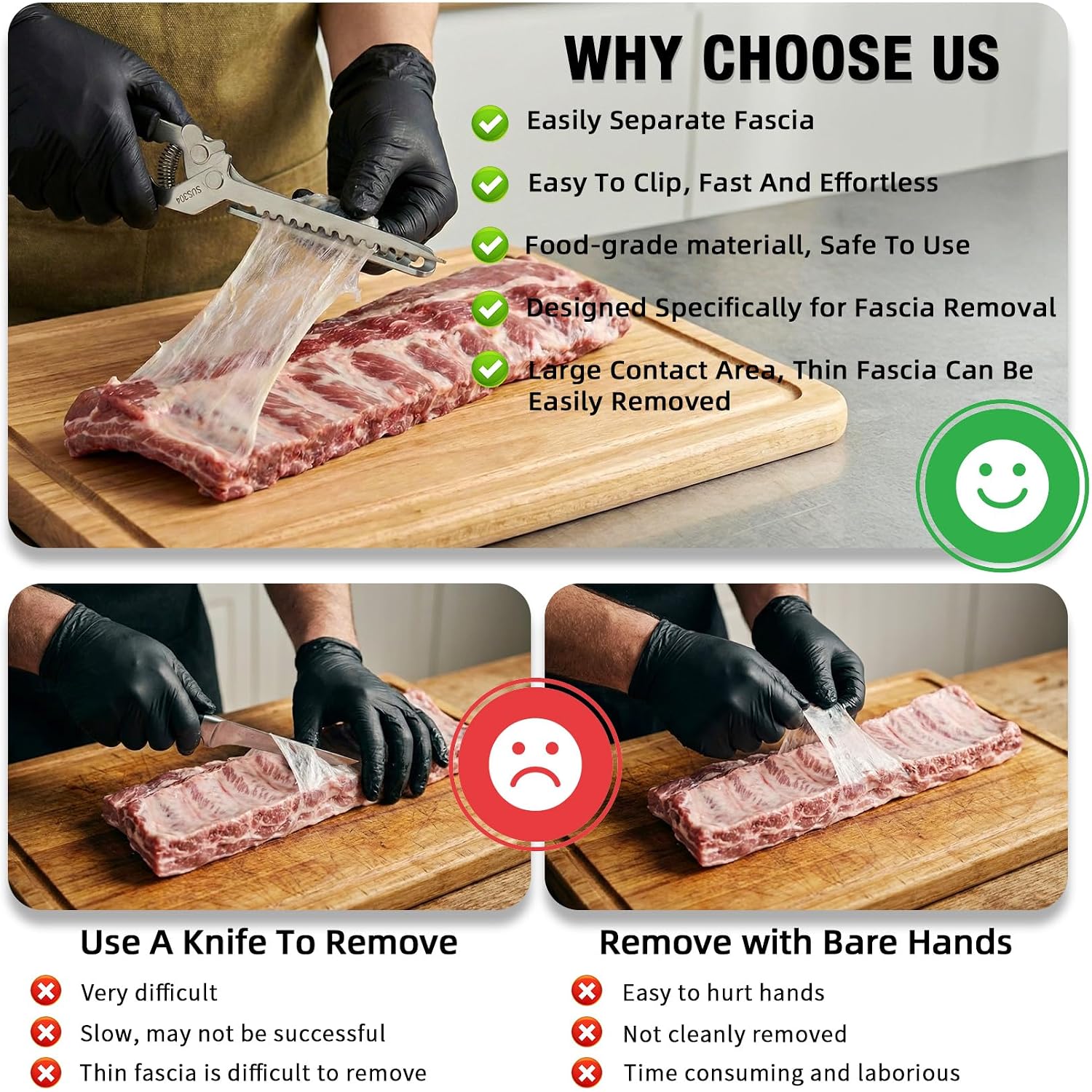 Rib Membrane Removal Tool – 304 Stainless Steel Rib Prep Tool Membrane Remover & Bb Rib Skinner
