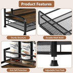Coffee Syrup Rack Organizer, 3-Tier With 35 K-Cup Pod Holder Drawer | Black Metal Rack For 8 Syrup Bottles, Countertop Bottle Holder Stand For Wine, Space-Saving Design For Kitchen Cafe Station