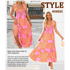 Curbodo Women'S Summer Maxi Dress Boho Spaghetti Straps Casual Long A-Line Smocked Beach Dress Square Neck Flowy Sun Dress