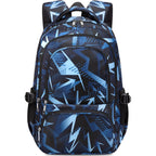 Kids School Backpack For Boys Girls Ages 6-8 8-10 10-12 Elementary Middle School Book Bags With Laptop Compartment Mochilas Escolares Para Niños Niñas De 8 10 12 Años (Blue, Geometric)