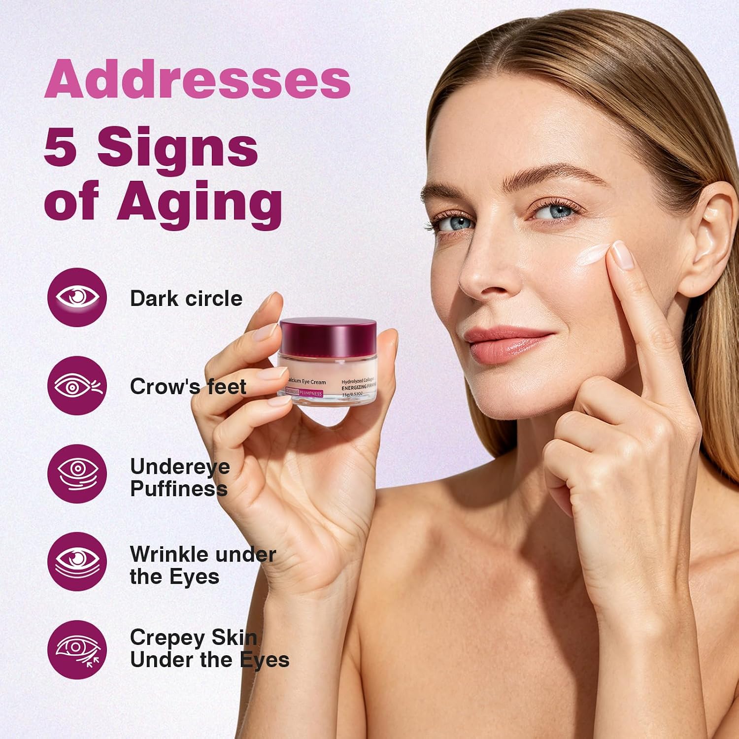 Rebornic Eye Cream 15G – Niacinamide Eye Cream With Firming Complex For Dark Circles, Under Eye Bags & Sagging | Hydrolyzed Elastin Ex Volume Firming | Korean Eye Cream Lightweight For All Skin Types