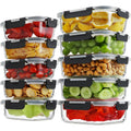 HOMBERKING 10 Pack Borosilicate Glass Meal Prep Containers with Locking Lids, Glass Food Storage Containers Set, Airtight Lunch Bento Boxes, BPA-Free & Leak Proof, 36oz & 14oz, Freezer, Oven Safe