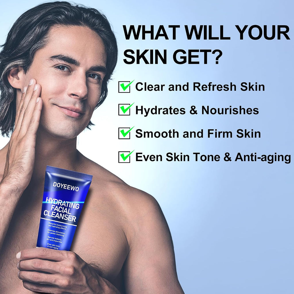 Skin Care For Men,Hydrate,Firm,Anti-Aging & Wrinkle Facial Face Routine Kit | Mens Skin Care Kit Gift Set Birthday Valentines Christmas Gifts Baskets For Young Men Him Teen Boy Boyfriend