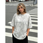 TERIVEEK Camo Shirt Women Mens Oversized Camouflage Print Graphic Tees Maple Leaf Short Sleeve Crewneck T Shirt Streetwear 03# Grey White