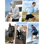 Fisheal Men'S Upf 50+ Sun Hoodie, Uv Protection Quick Dry Long Sleeve Fishing Shirts, Hooded Rash Guard Hiking With Mask
