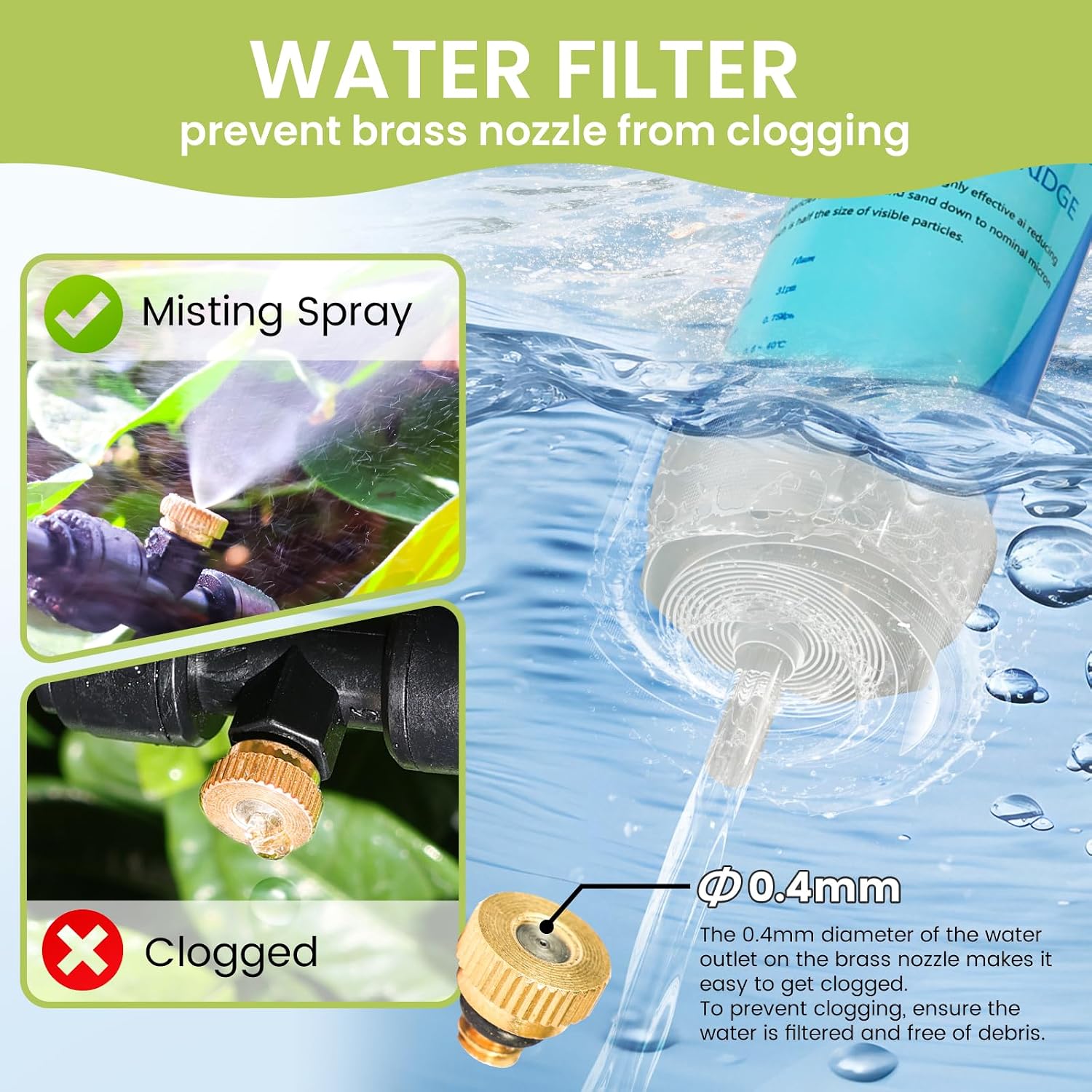 85Ft Mister For Outside Patio Misting Cooling System, 85Ft (26M) Misting Line+26 Brass Mist Nozzles+Water Filter, Outdoor Mister System For Garden Greenhouse Trampoline Waterparke