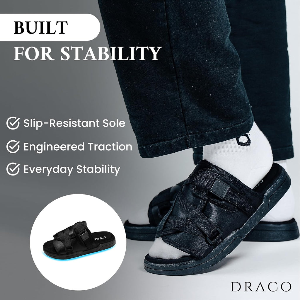 Draco Dracoslides Original Slides For Men And Women, Made From Silk With Adjustable Straps For Wide/Narrow Feet, Sandals With Arch Support & Slip Resistant, Men & Women Footwear