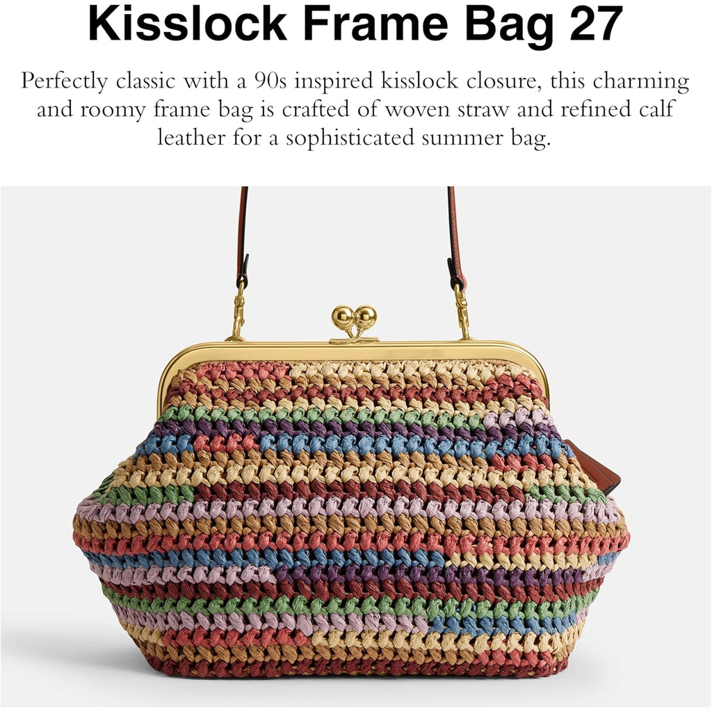 COACH Kisslock Frame Bag 27 in Straw