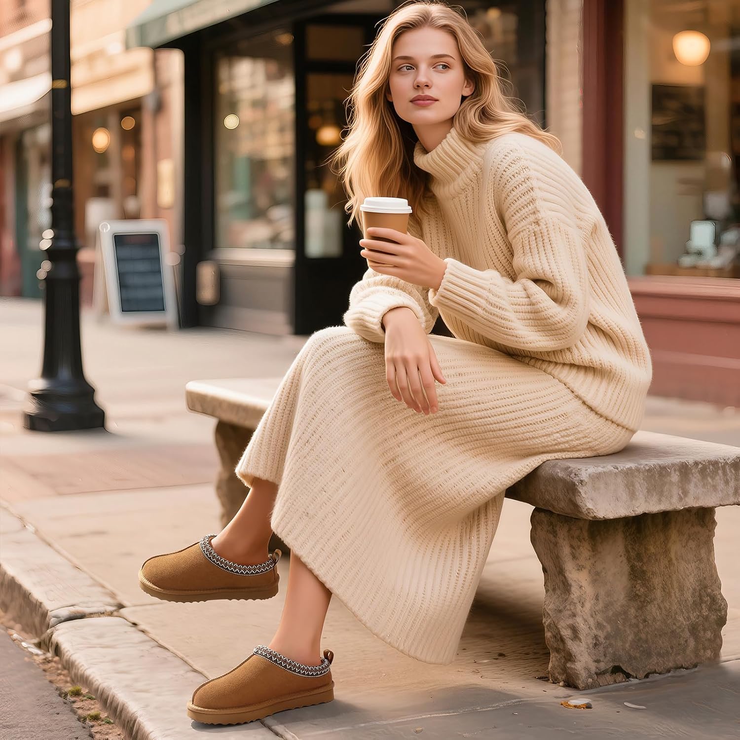 Bebealy Genuine Suede Fuzzy Slippers For Women Winter Warm House Shoes Cozy Mini Boots For Indoor Outdoor