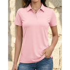 Women's Polo Shirts Short Sleeve 3-Button UPF 50+ Collared Shirt Summer Casual Tops Wicking Golf Polos