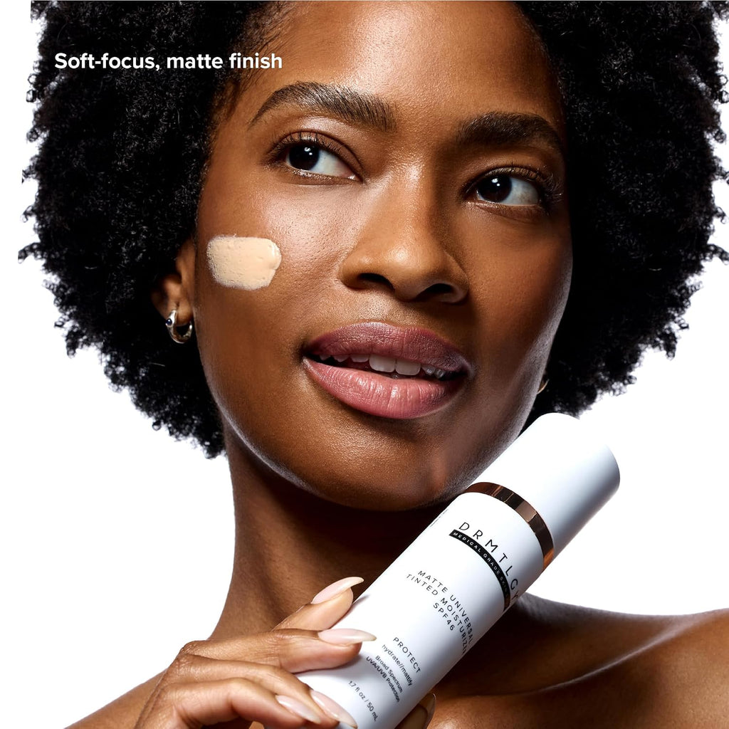 Drmtlgy Matte Universal Tinted Moisturizer Spf 46 – Anti-Aging Tinted Face Sunscreen & Lightweight Makeup With Broad Spectrum Uv Protection – Hydrating Skin Care & Face Moisturizer – 1.7 Oz