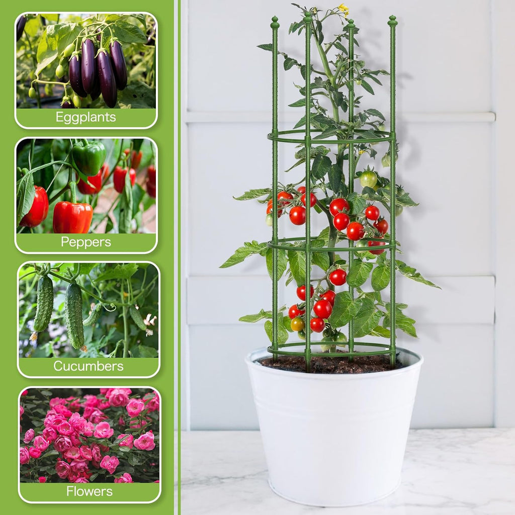 2 Pack Up To 59 Inch Height Adjustable Tomato Cages For Garden | Heavy Duty, Rust-Resistant Trellis, Adjustable Height For Climbing Vegetables & Flowers, Supports Tomatoes,Cucumbers,Peonies
