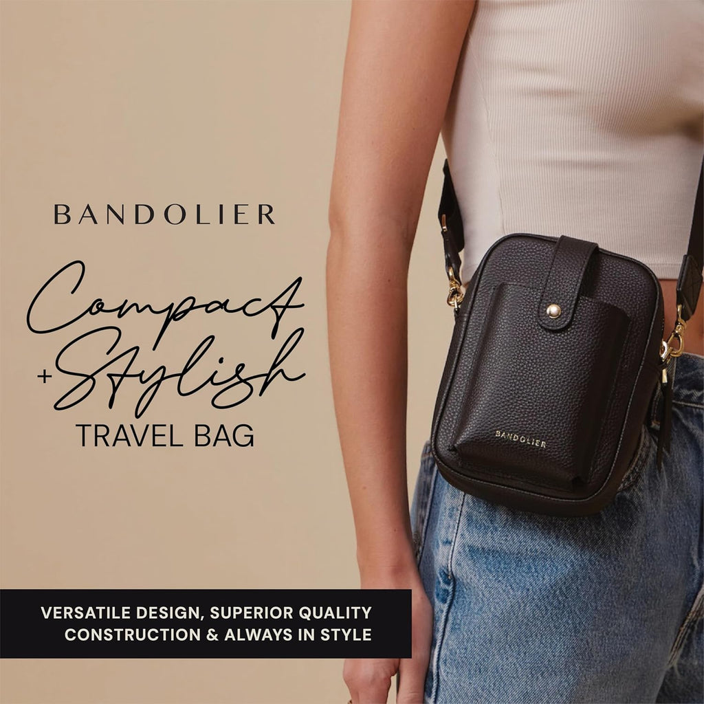 Bandolier Dillon Bag Crossbody | Stylish Pebble Leather Bag | Adjustable Strap, Exterior Slip Pocket | Bags for Women
