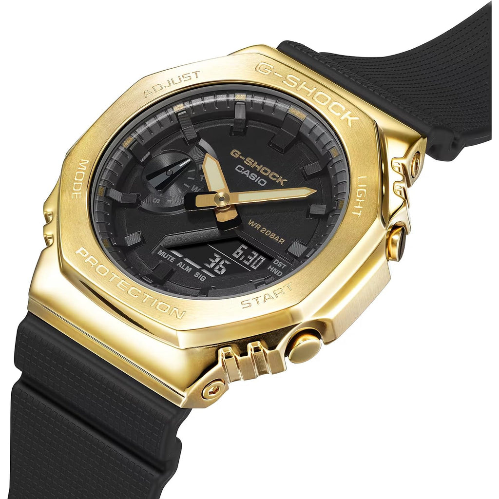 G-Shock Casio Stay Gold Series Analog-Digital Metallic Gold And Black Resin Strap Watch | Gm-2100G-1A9