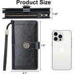 Lavemi Womens Large Capacity Genuine Leather RFID Blocking Wallets Wristlet Clutch Card Holder