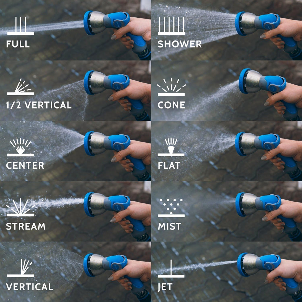Innav8 Garden Hose Nozzle Heavy Duty - Features 10 Spray Patterns, Thumb Control On Off Valve Hose Sprayer Nozzle For Easy Water Control - Outdoor Water Hose Nozzle Head Attachment